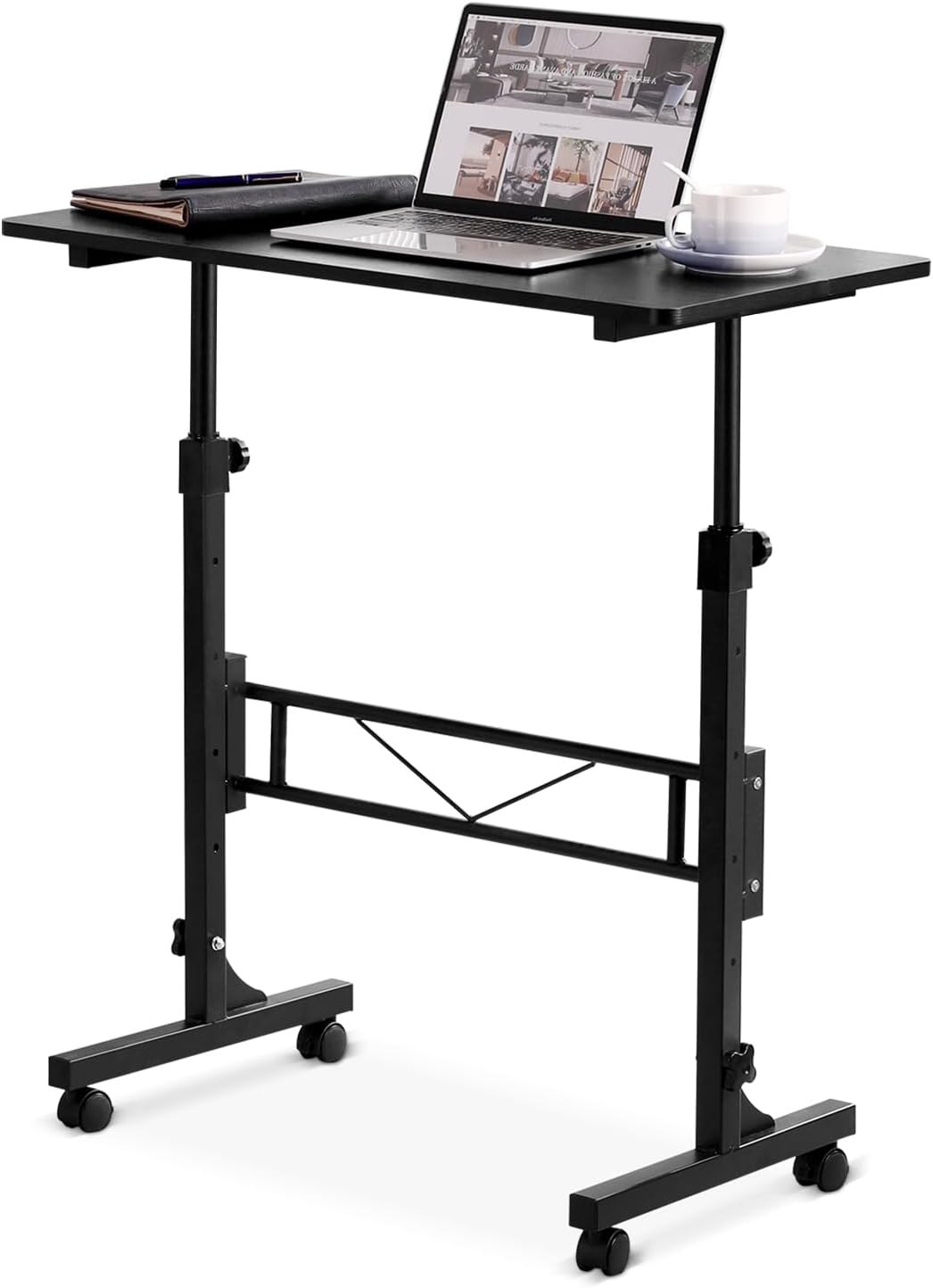 Black Mobile Height Adjustable Laptop Desk