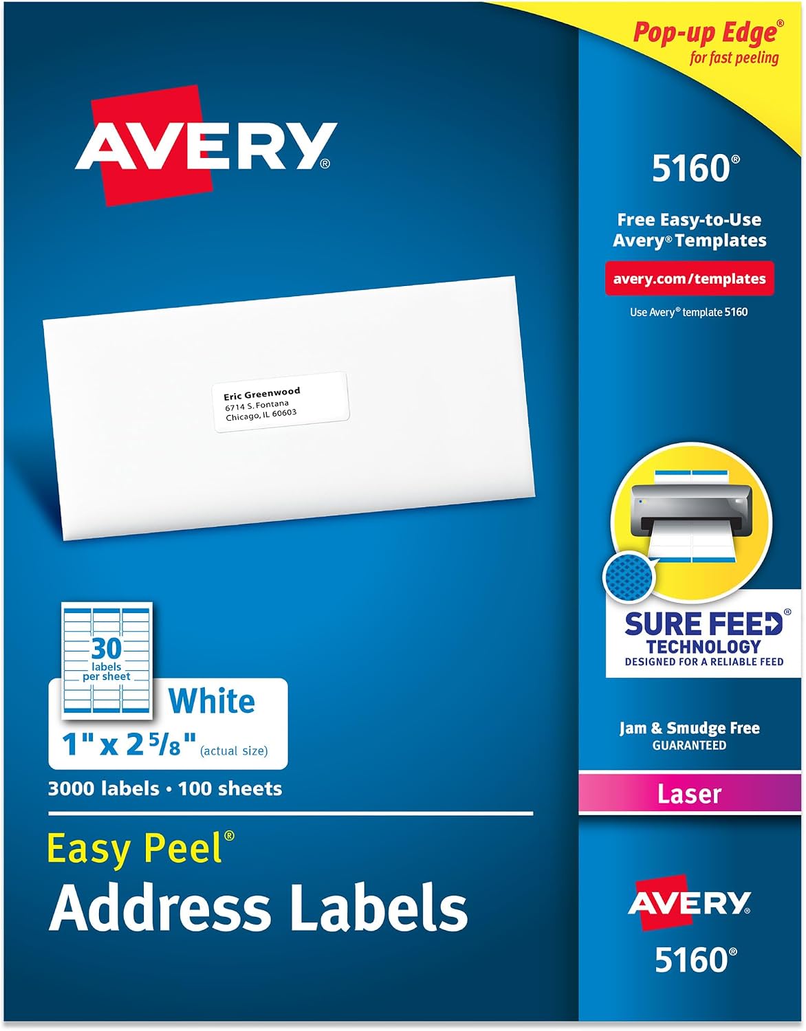 Avery 5160 Easy Peel labels