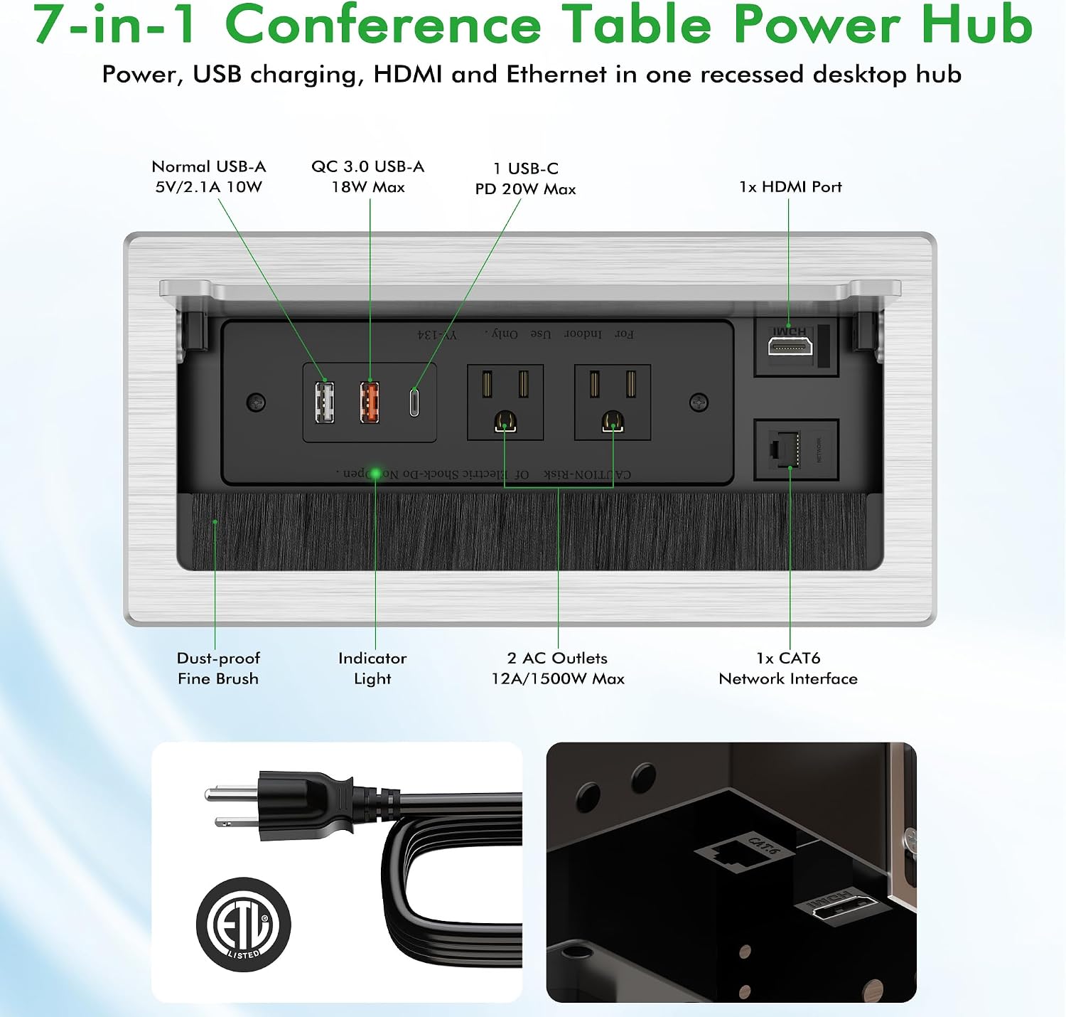 7-in-1 Conference Table Power Hub - Hình 2