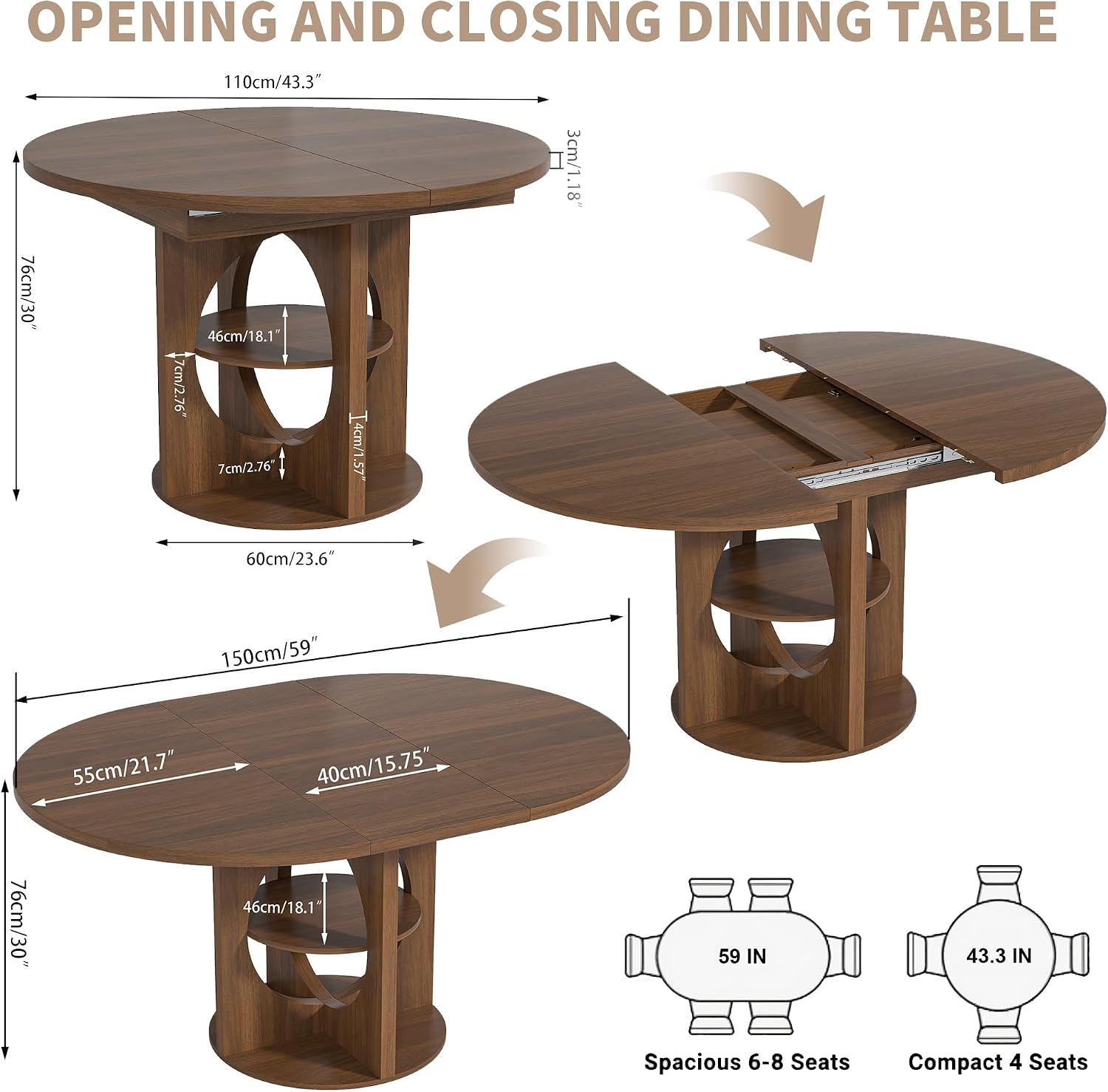 Walnut Oval Extendable Meeting Table - Hình 2