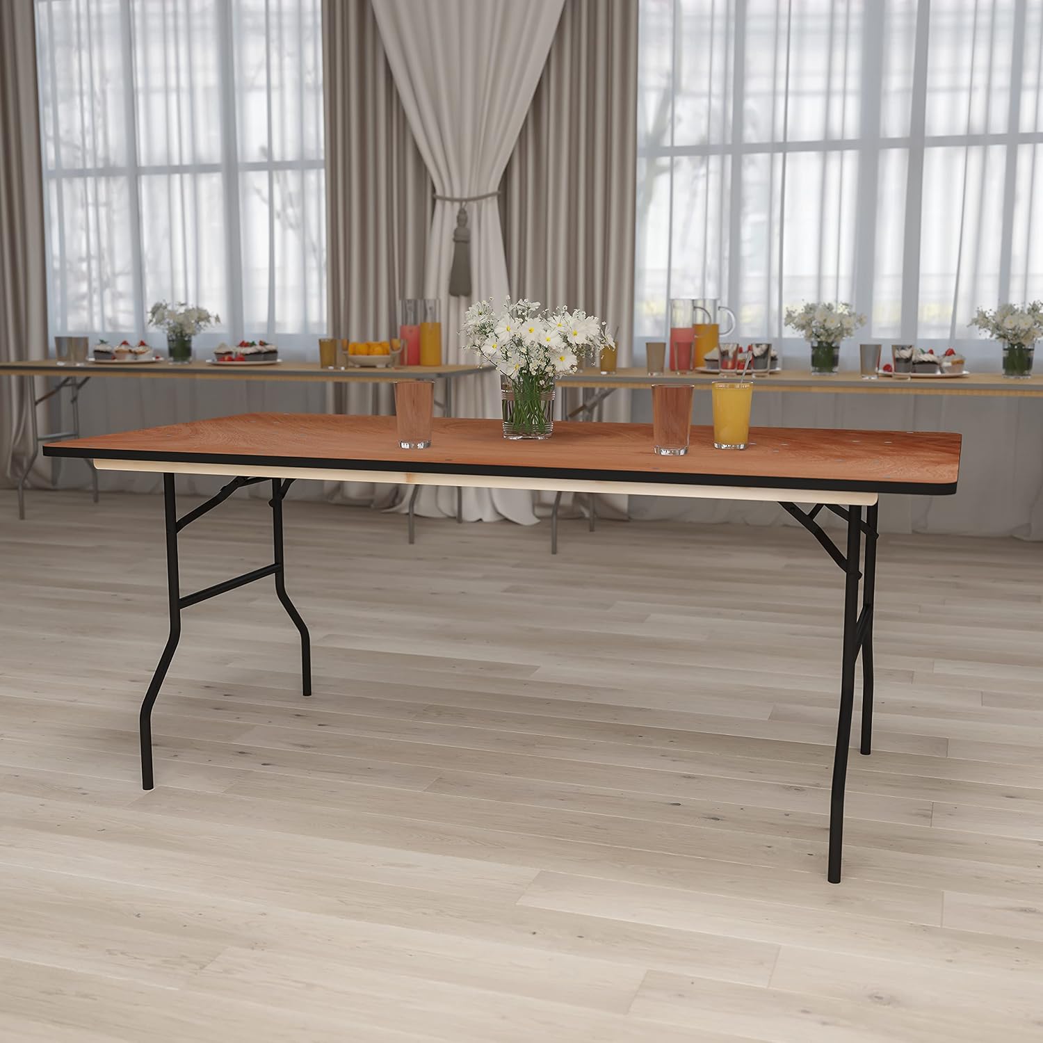 72 Rectangular Wood Folding Table - Hình 2