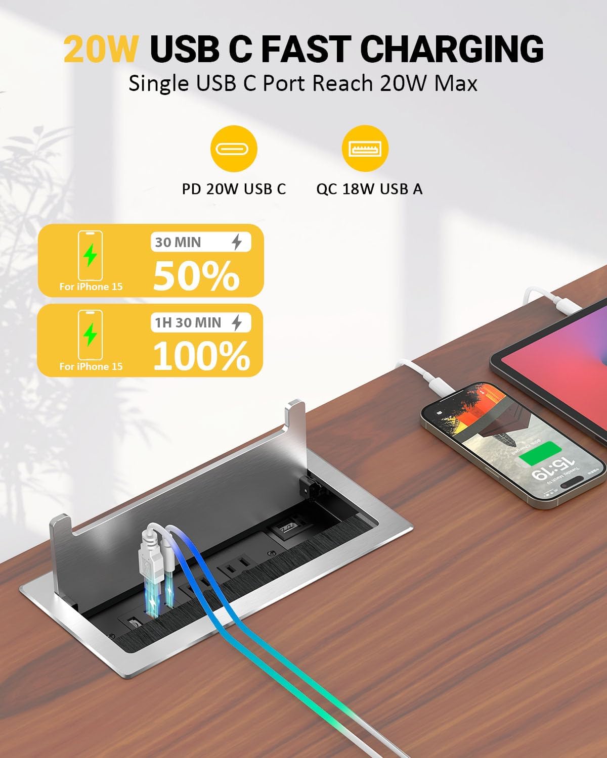 Recessed Desk Power Outlet - Hình 2