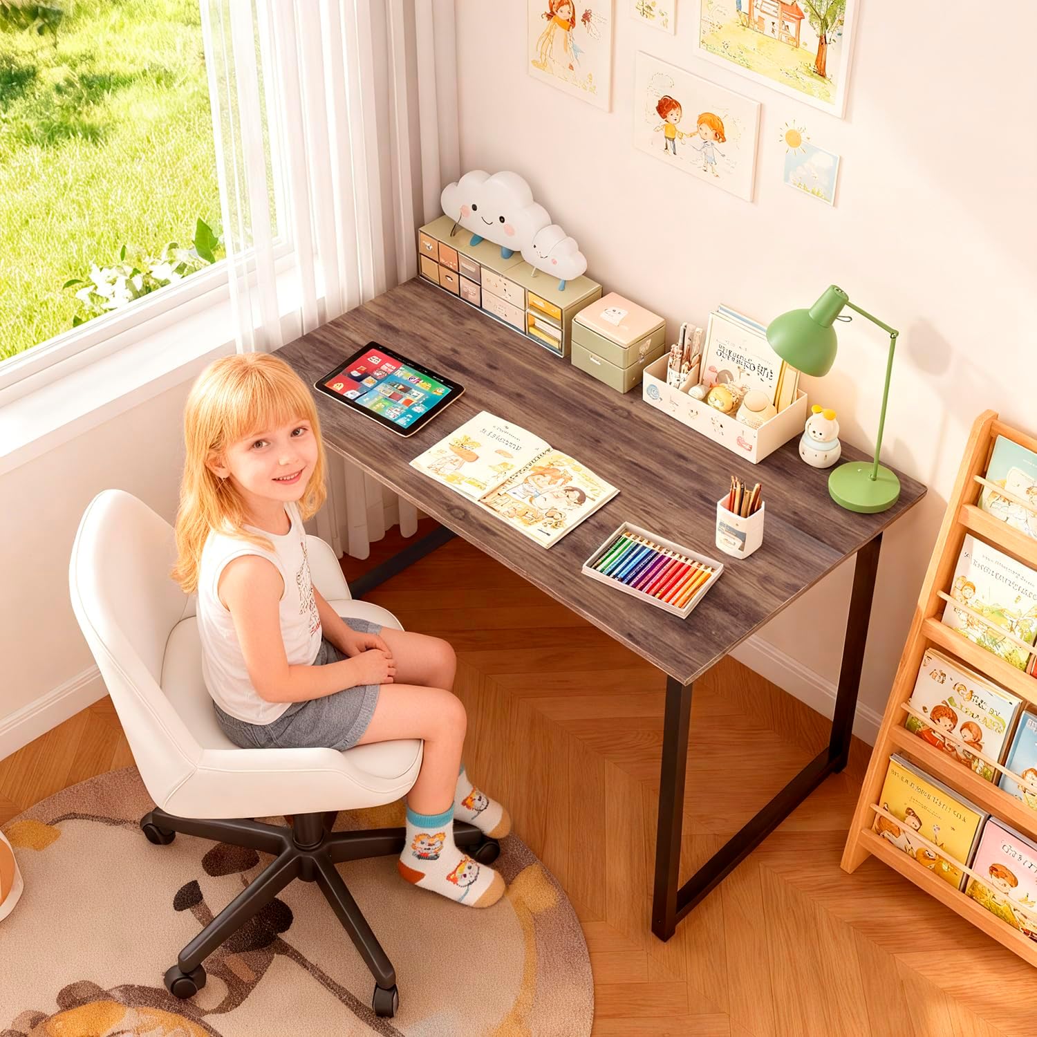 Rustic Brown Home Office Desk - Hình 2
