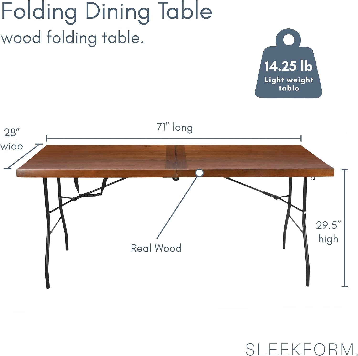 Sleekform real wood folding table - Hình 2